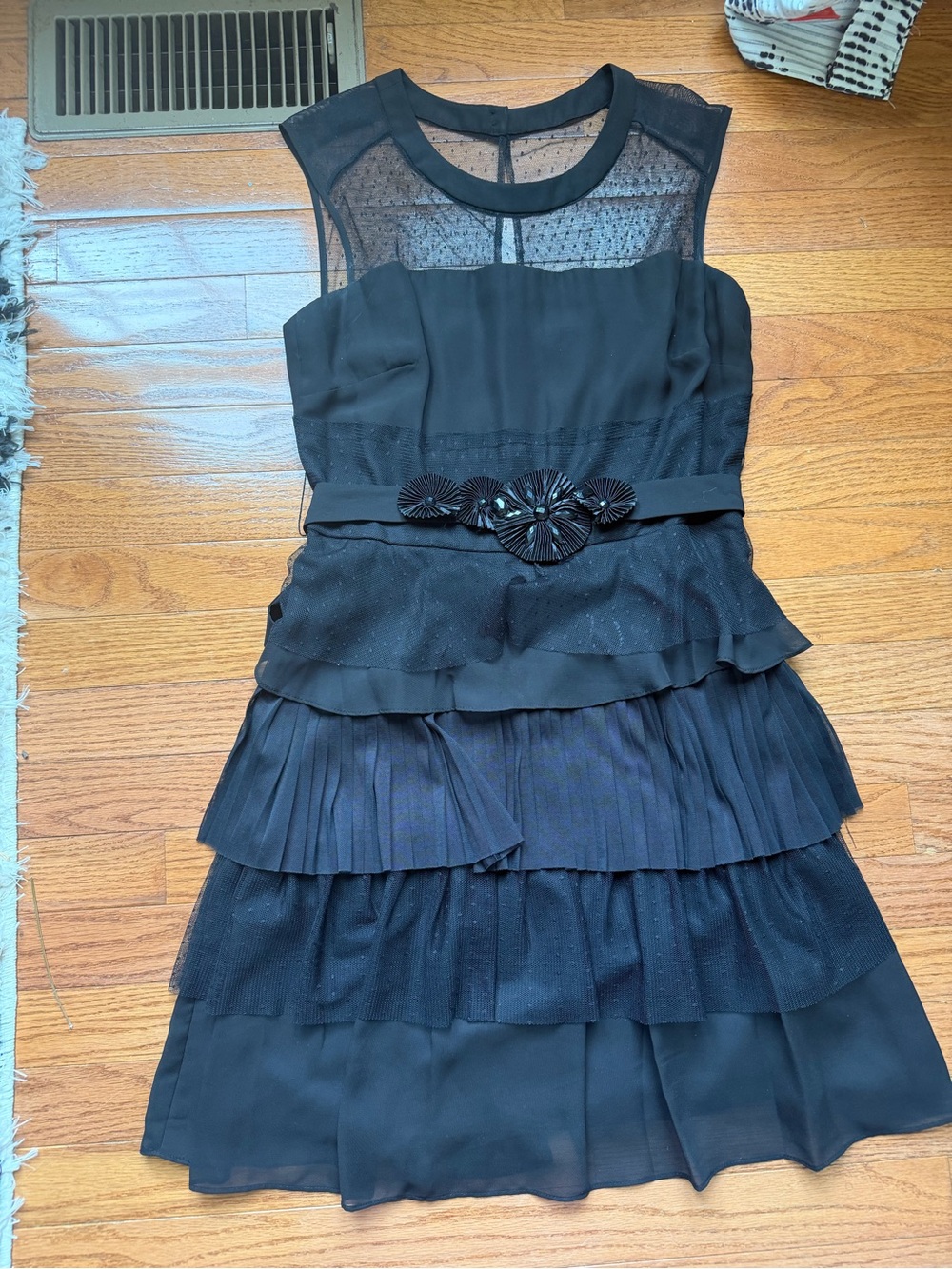 S.L. Fashions Black Sleeveless Tiered Party Dress